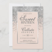 Invitation Chic Blush rose argent Parties scintillant Confett (Devant)