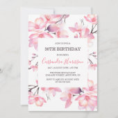 Invitation Chic Blush rose cerisier Fleur Botanique Anniversa (Devant)