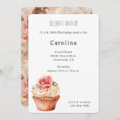 Invitation Chic Blush Rose Cupcake Anniversaire (Devant / Derrière)