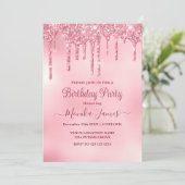 Invitation Chic Blush rose Éperche Parties scintillant Drithd (Debout devant)