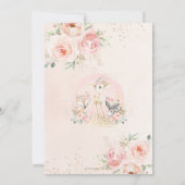 Invitation Chic Blush rose Floral Baby shower Fille Bois (Dos)