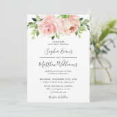 Invitation Chic Blush rose Floral Mariage (Debout devant)