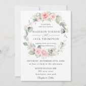 Invitation Chic Blush rose Floral Mariage de couronne (Devant)