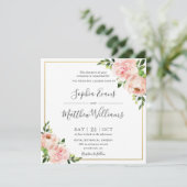 Invitation Chic Blush rose Floral Mariage or (Debout devant)