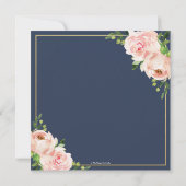 Invitation Chic Blush rose Floral Mariage or (Dos)