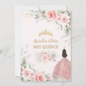 Invitation Chic Blush rose Floral Princesse Couronne Quinceañ (Dos)