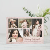 Invitation Chic Blush Rose Gold Marble Graduate 5-Photo (Debout devant)