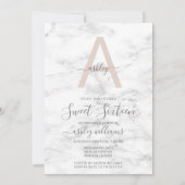 Invitation Chic Blush rose marbre Monogramme 16e anniversaire (Dos)