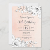 Invitation Chic Blush rose moderne blanc floral 30e anniversa (Devant)