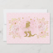 Invitation Chic Blush Rose or Dinosaure T Rex Fille Anniversa (Dos)