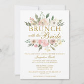Invitation Chic Blush Rose Or Floral Bridal Brunch Douche (Devant)