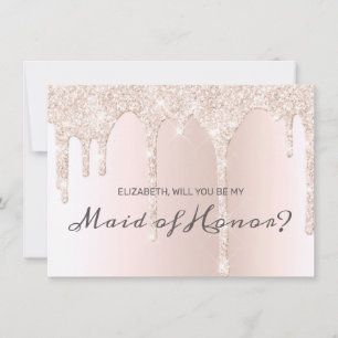 Invitation Chic Blush rose Parties scintillant à goutte Maid 