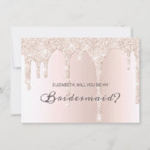Invitation Chic Blush rose Parties scintillant Épouse (Devant)