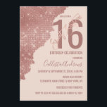 Invitation Chic Blush Rose Parties scintillant or Couleur Blo<br><div class="desc">Cette invitation Sweet 16, glamour et chic, est le design parfait pour un événement glitzy et moderne. Son design est composé d'une élégante et tendance feuille de parties scintillant rose dorée brillante, artsy diagonale découpée bloc de couleur sur un arrière - plan rose pâle simple. La typographie de brosse à...</div>