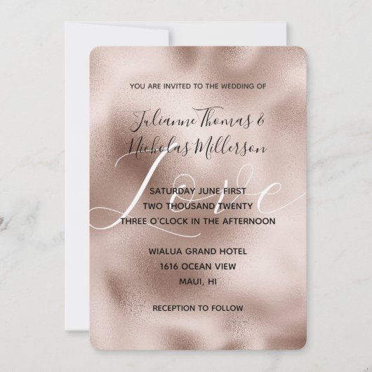 Invitation Chic Blush Rose rose blanc Mariage d'amour (Devant)