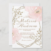 Invitation Chic Blush rose & Taupe Mariage floral romantique (Devant)