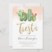 Invitation Chic Blush Watercolor Cactus Fiesta Fête des marié (Devant)