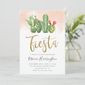 Invitation Chic Blush Watercolor Cactus Fiesta Fête des marié (Debout devant)