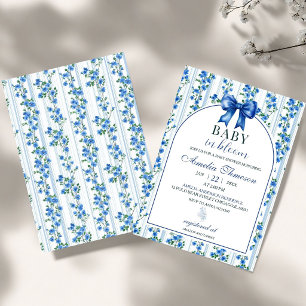Invitation Chic Bohème Fleur Garçon Bleu Sauvage Baby Shower