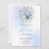 Invitation Chic Bohème Hydrangea Florale Bleue Pâle Mariage (Devant)