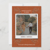 Invitation Chic Bohème Terre Cuite Rouille Orange Brûlé Rétro (Dos)