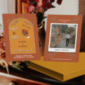 Invitation Chic Bohème Terre Cuite Rouille Orange Brûlé Rétro