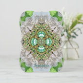 Invitation Chic Bohème Vintage Mode turquoise vert émeraude (Debout devant)