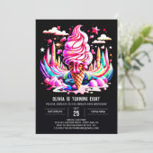 Invitation Chic Bohemian Editable Ice Cream Girl Anniversaire (Debout devant)