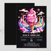 Invitation Chic Bohemian Editable Ice Cream Girl Anniversaire (Devant / Derrière)