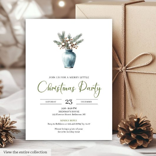 Invitation Chic Bohemian Neutral Botanical Holiday Dinner