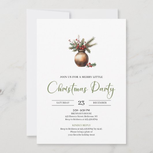 Invitation Chic Bohemian Neutral Botanical Holiday Dinner (Devant)