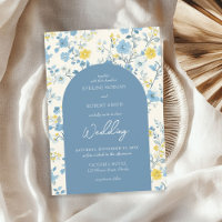 Chic Boho bleu et jaune arche de fleurs de cottage
