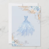 Invitation Chic Boho Blue Argent Quinceañera Princesse Robe (Dos)