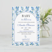 Invitation Chic Boho Blue Wildflower Boy floral Baby Shower (Debout devant)