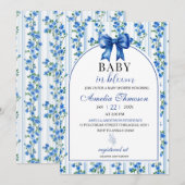 Invitation Chic Boho Blue Wildflower Boy floral Baby Shower (Devant / Derrière)