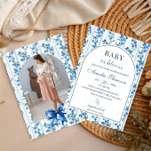 Invitation Chic Boho Blue Wildflower Boy floral Baby Shower