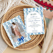 Invitation Chic Boho Blue Wildflower Boy floral Baby Shower