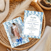 Invitation Chic Boho Blue Wildflower Boy floral Baby Shower