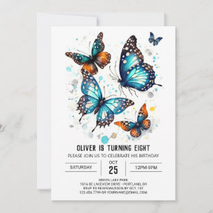 Invitation Chic Boho Butterfly Boy Anniversaire
