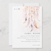 Invitation Chic Boho Feather Dreamcatcher Watercolor Mariage (Devant)