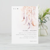 Invitation Chic Boho Feather Dreamcatcher Watercolor Mariage (Debout devant)