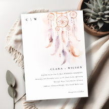 Chic Boho Feather Dreamcatcher Watercolor Mariage
