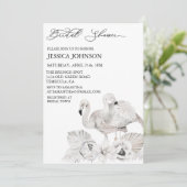 Invitation Chic Boho Fête des mariées Flamant rose blanc Trop (Debout devant)