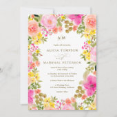Invitation Chic Boho fleur sauvage jardin photo mariage (Devant)
