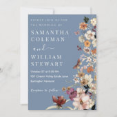 Invitation Chic Boho Fleur sauvage Rustic Periwinkle Mariage (Devant)