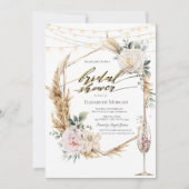 Invitation Chic Boho Fleurs Rose Fête des mariées or (Devant)