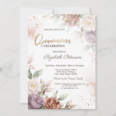 Invitation Chic Boho Fleurs Roses Quinceañera (Devant)