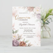 Invitation Chic Boho Fleurs Roses Quinceañera (Debout devant)