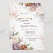 Invitation Chic Boho Fleurs Roses Quinceañera (Devant / Derrière)