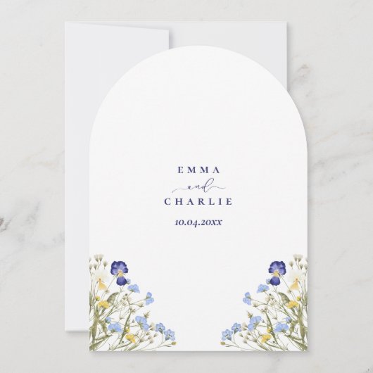 Invitation Chic Boho fleurs sauvages mariage Enregistrer la d (Dos)